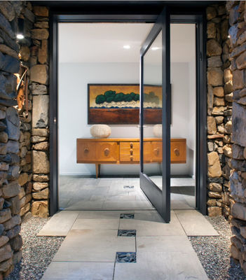 Aluminium Main Pivot Entrance Entry Front Door Low E Glass Acrylic Strips Doors